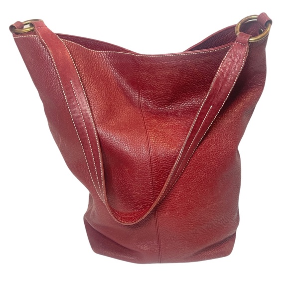 red leather bag